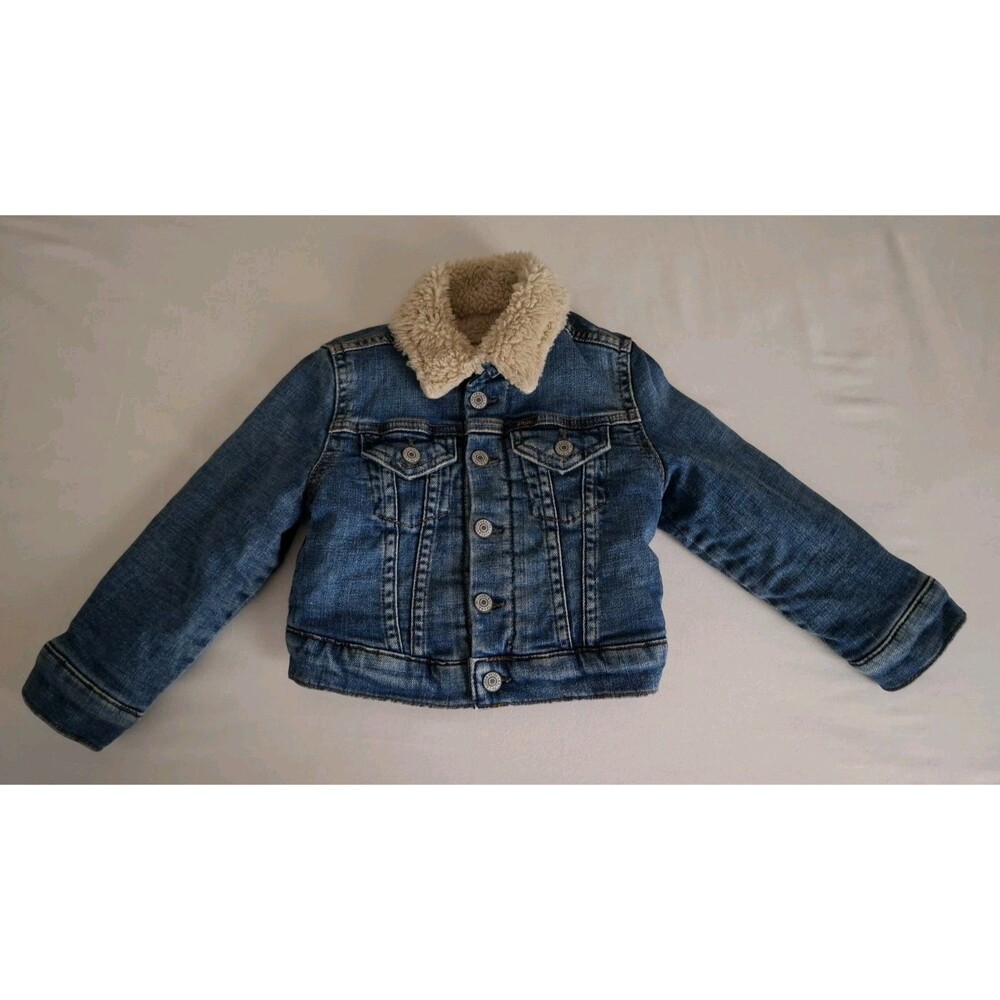 Polo Ralph Lauren Kids Sherpa Lined Denim Jacket Button Pockets Sz 2T